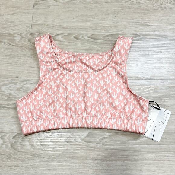 Dirty Blondes Workouts Sports Bra Top Cactus Print Medium NEW - Picture 2 of 5